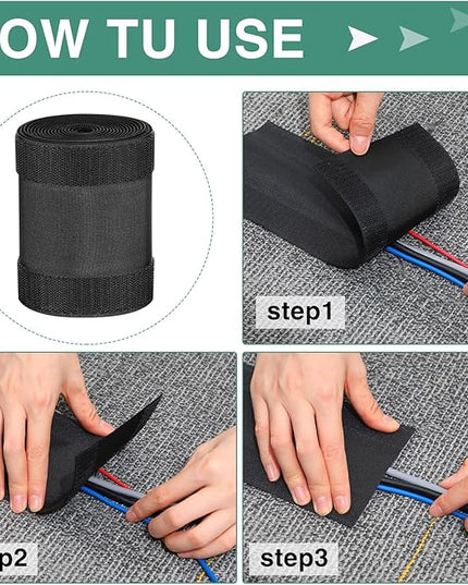 WILLBOND Carpet Cord Cover Cable Protector Floor Cover Cable Protector Management Only for Commercial Office Carpet(98.43 ft,Black)