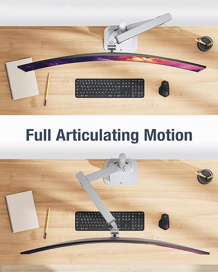 AVLT Single 40 Inch Monitor Arm Pole Top Mount with USB-C USB-A Ports-Gray, Supports 26.4 lbs (12kg), Ultrawide Screen fit, VESA Compatible, Tilt, Swivel, Rotate, Ergonomic Adjustable Height, Durable