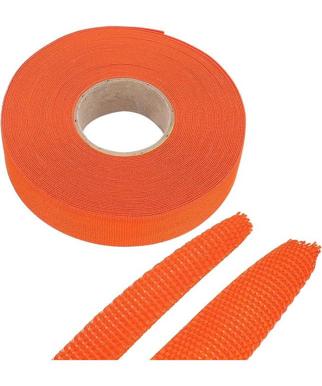 MECCANIXITY Braided Cable Sleeves Heat Shrinkable Fabric Sleeving, 7/8" 60ft Orange 2:1 Ratio Heat Shrinkable Cord Protector for Harness Cable, Network Cable Protection, Cable Management
