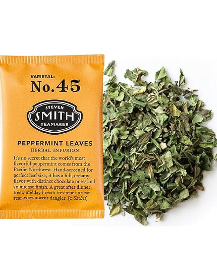 Steven Smith Teamaker Peppermint Leaves No. 45, Herbal Tea, Caffeine-Free, Sugar-Free, Sustainably Grown, Tea Bags, 100 Sachets, 0.78oz each