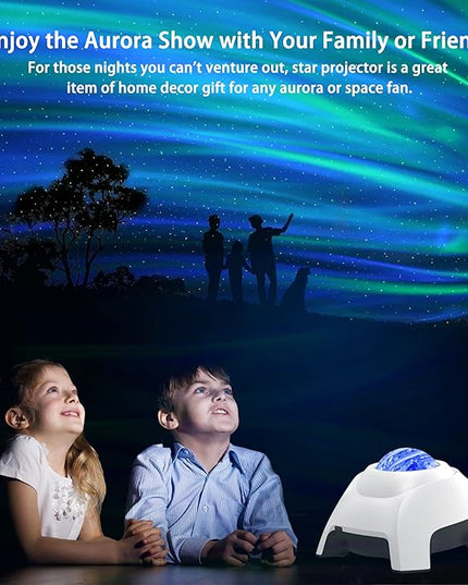 Star Projector, AIRIVO Galaxy Projector Northern Lights, Aurora Projector & Music Speaker & White Noise, Night Light Projector for Kids Adults, for Bedroom, Room Decor, Party, Ceiling(White)