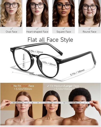 Icesor Round Blue Light Blocking Glasses Lightweight Chic Frame Anti Eye Strain Protection Computer Gaming for Women and Men