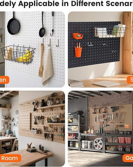 Pegboard Organizer Accessories Kit 264 PCS, Peg Board Hooks Assortment with Bins, Cups, Baskets for 1/4in Pegboard Wall Organizer, Garage Organization, Workbench, Craft Room, Hanging Tools