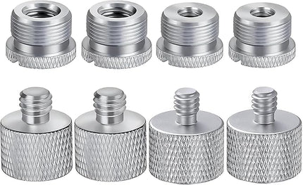 IXTECH Mic Stand Adapter Set - 8pcs Metal Tripod Adapter - 5/8" to "3/8" & "1/4" Male/Female Threads - ADP01 Silver