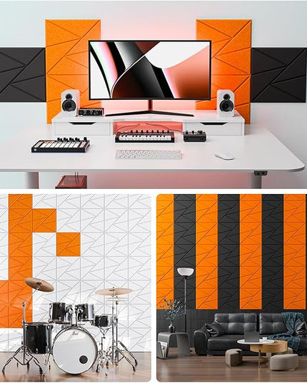 22 Pack Acoustic Panels with Self-Adhesive, 12"X 12"X 0.4"Sound Proof Foam Panels, Sound Panels High Density, Soundproof Wall Panels for Home Studio Office Orange