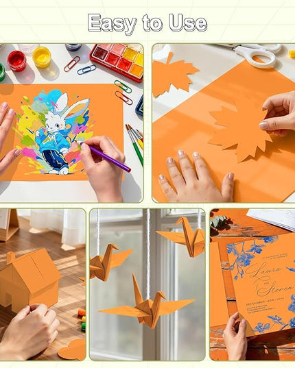 40 Sheets Cardstock 8.5x11, 65lb Fluo Orange Card Stock, Construction Paper, 180gsm Thick Printer Paper for Printing, Painting, Card Making, Kids School Supplies,Party Decorations