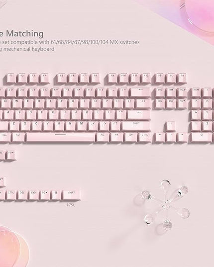 Womier Keyboard Keycaps - Jelly Keycaps Pink 60 75 100 Percent, Crystal Shine Through Custom Cute Key caps Set, 118 Keys OEM Profile for 61/68/84/87/98/100 Cherry Gateron MX Mechanical (Backlit Pink)