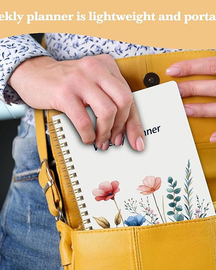 Undated Weekly Planner - Weekly Goals Notebook, A5 To Do List Planner, Habit Tracker Journal with Spiral Binding Floral Cover