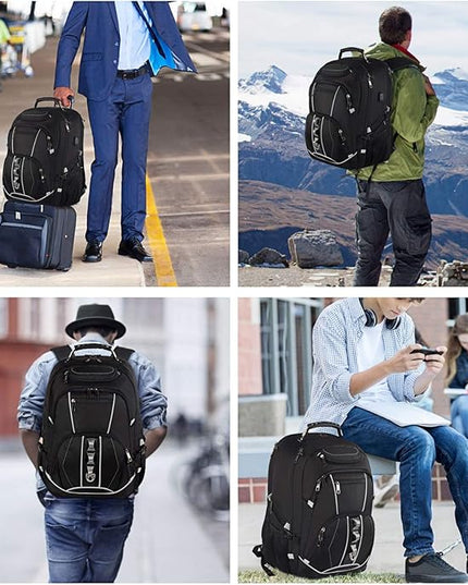 JCDOBEST 18.4 inch Gaming Laptop Backpacks with USB Charging Port, Big Capacity TSA Friendly RFID Anti Theft Pocket College Heavy Duty Computer Work bag for Men