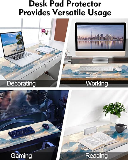 Galdas Gaming Mouse Pad XXL XL Large Long Extended Big Mousepad Non-Slip Rubber Keyboard Mouse Pad with Stitched Edges for Laptop Home Office (31.5x11.8x0.08 Inch) -Cloud Scenery