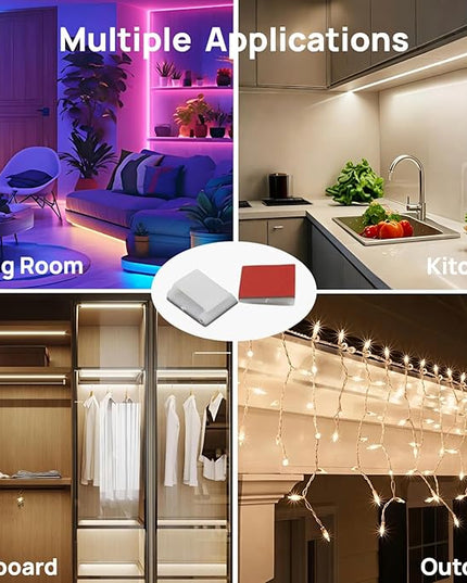 120PCS LED Strip Light Clips, Self-Adhesive Mounting Clips & Mini Cable Clips for 6mm/8mm/10mm Wide Strip Lights, Adhesive Wire Clips Wall Holder for 3528/5050/2835 SMD, Cable Management Solution