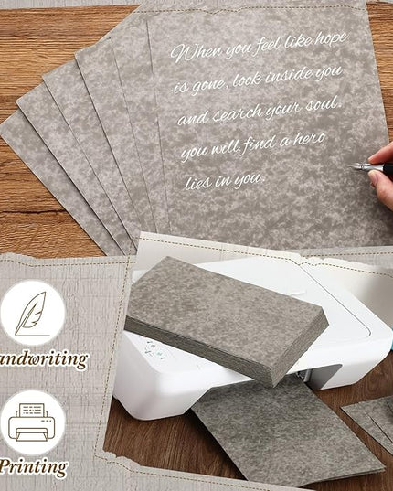 Epakh 200 Pcs Old Age Parchment Paper 8.5 x 11 Inch Standard Letter Vintage Colored Old Parchment Semblance Double Side Printing Paper (Khaki Gray)