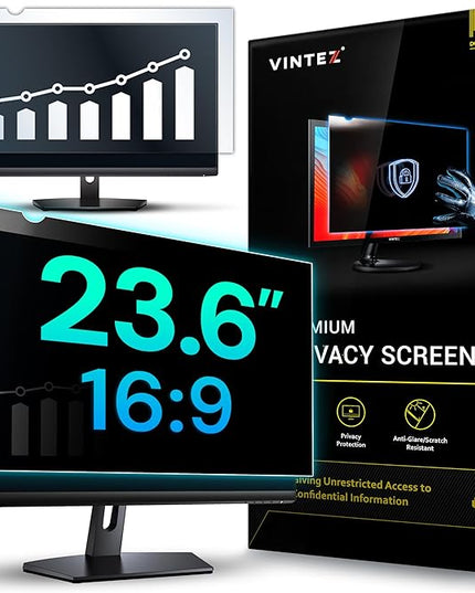 VINTEZ 23.6 Inch 16:9 Privacy Screen for Computer Monitor and Laptop - Anti Glare Protector Film Blue Light Filter Eye Protection - Computer Screen Privacy Shield, [1 Pack]