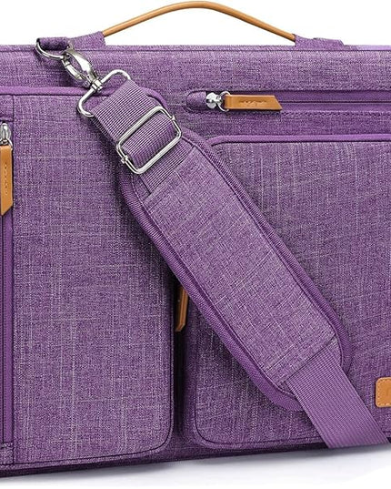 MOSISO 360 Protective Laptop Shoulder Bag,15-15.6 inch Computer Bags Compatible with MacBook Pro 16 inch, HP, Dell, Lenovo, Asus Notebook,Side Open Messenger Bag with 4 Zipper Pockets, Argyle Purple