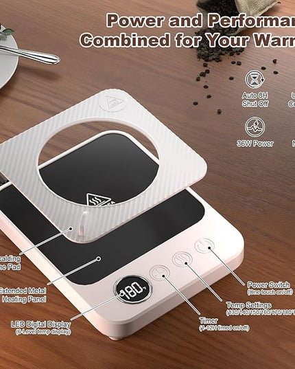 Coffee Mug Warmer & Mug Set for Desk, Smart Coffee Cup Warmer with 16oz Heated Mug, Coffee Heater with Auto Shut Off for Office/Home, Birthday/Valentine's Day/Coffee Gifts for Men & Women, White
