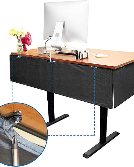 Mount-It! Under Desk Modesty Panel for Office Desks and Sit Stand Workstations [60 Inches Wide] Mesh Organizer Pockets for Cables and Wires (Black)
