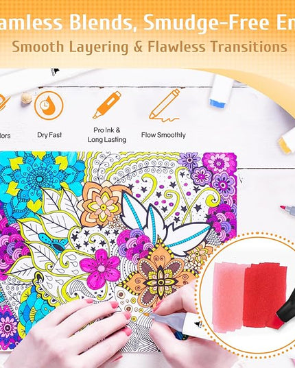 320 Colors Alcohol Markers with APP, Dual Tip Art Marker for Adults Coloring Books, Alcohol Based Illustration Markers Set for Adult Artist Drawing Sketching Painting Lettering Cards