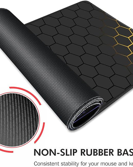 Galdas Gaming Mouse Pad XXL XL Large Long Extended Big Mousepad Non-Slip Rubber Keyboard Mouse Pad with Stitched Edges for Laptop Home Office (31.5x11.8x0.08 Inch) … (Grid)