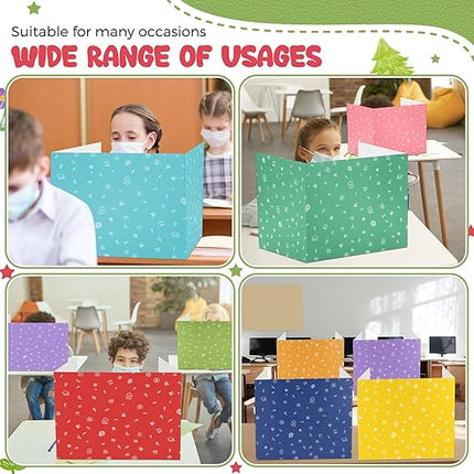 Sherr 30 Pcs School Privacy Boards Bulk for Student Colored Desk Trifold Divider Panels Privacy Partition Folders for School Student Teacher Desks, 15.8 x 13.4 x 11.81 Inches(Fresh Style)