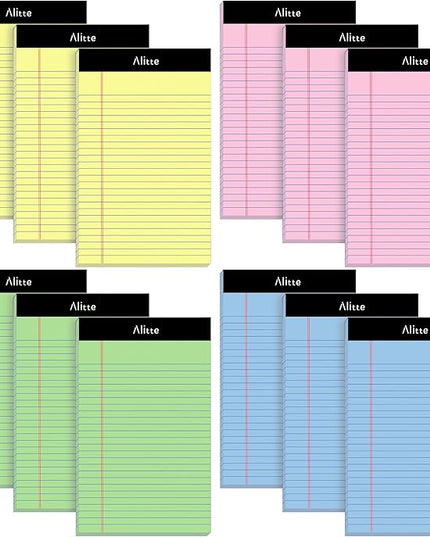 5x8 Small Notebooks – 12 Pack Narrow Ruled, Multicolor Perforated Note Pads with 50 Sheets Per Notepad, (No Ink Bleeding) Ideal Legal Pads for Writing, Note Taking, Home, Office, School