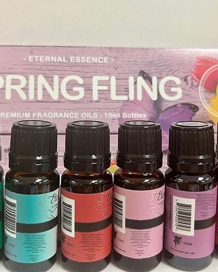 Eternal Essence Oils Spring Fling Set of 6 Premium Fragrance Oils - Includes Sweet Grass, Lilac & Lilies, Lavender Breeze, Sweet Pea, Honeysuckle and Enchanted Orchid Scented Oils - 10ML