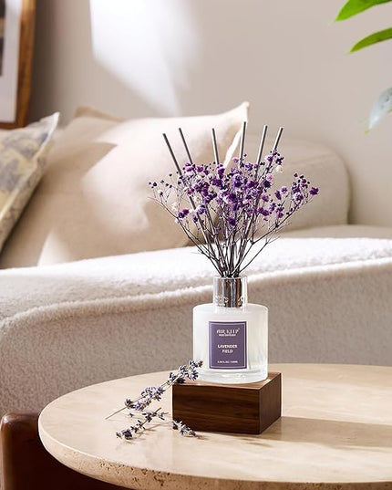 Airkeep Reed Diffuser Set,3.38 fl oz (100 ml) - Lavender Field Oil Diffusers with 8 Reed Sticks, Home Fragrance Reed Diffuser for Bathroom Shelf Decor