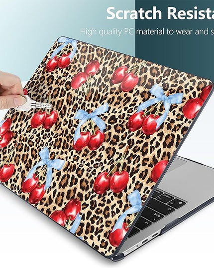 DONGKE for M4 MacBook Air 13.6 Inch Case 2025 2024 2023 2022 Model A3240 A3113 A2681 M3 M2 Chip, Plastic Hard Shell Case Cover with Touch ID for MacBook Air 13 Inch M4 - Leopard Cherry