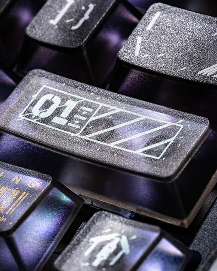 Frosted Clear Keycaps Cyberpunk Ruins Transparent 120 Keys PC Material Metal Pad Print Shine Through for Mechanical Keycaps 60 75 100 Percent Mechanic Keyboard