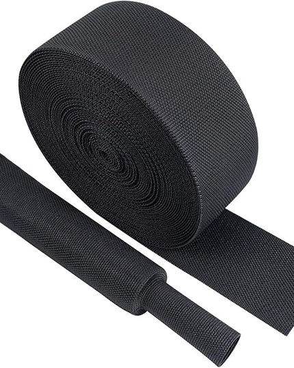 Black 2:1 Ratio Automotive Heat Shrink Braided Sleeving,Wear-Resistant Flat Woven Shrinkable Sleeve Fabric Car Cable Wires Hoses Protection (1-3/8"-8ft)