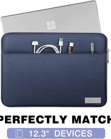 MoKo Tablet Sleeve Case Fits 13 Inch New iPad Pro M4 & Air M2 2024, iPad Pro 12.9 inch M2&M1,Galaxy Tab S8+/S9+ 12.4, Zipper Polyester Bag with Pocket, Fit Surface Pro Type Cover and Pen, Indigo