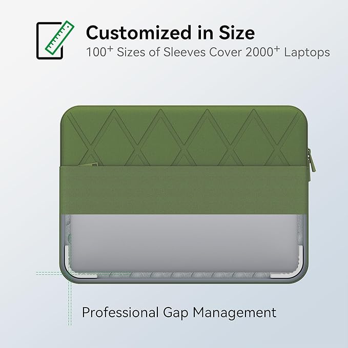 Smatree Laptop Sleeve for 13.4 inch ASUS ROG Flow Z13 2023 GZ301/2025,for 13.4 inch ASUS ROG Flow Z13 2022 GZ301,Case with Pocket,YKK Zipper,Patented Shockproof Design,Green(E407G)