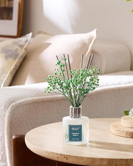 Airkeep Reed Diffuser Set,3.38 fl oz (100 ml) - Cinnamon Vanilla Oil Diffusers with 8 Reed Sticks, Home Fragrance Reed Diffuser for Bathroom Shelf Decor