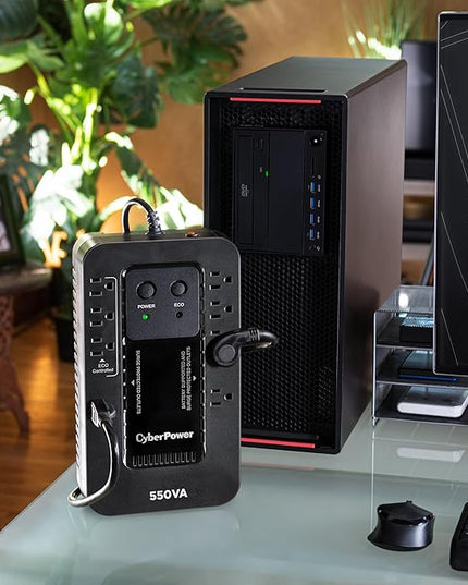 CyberPower EC550G Ecologic UPS Battery Backup and Surge Protector, 550VA/330W, 8 Outlets, ECO Mode, Compact, UL Certified