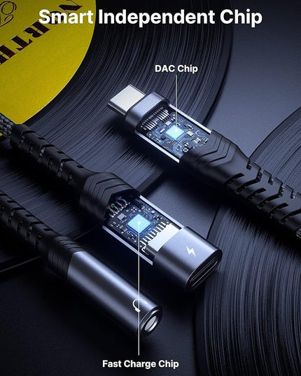 JSAUX USB C to 3.5mm Headphone and Charger Adapter, 2-in-1 Type C to Aux Audio Jack with PD 60W Fast Charging Dongle Cable Compatible with iPhone 16 Pro Max/15 Pro Max, Galaxy S24/S23 Ultra, Pixel 7