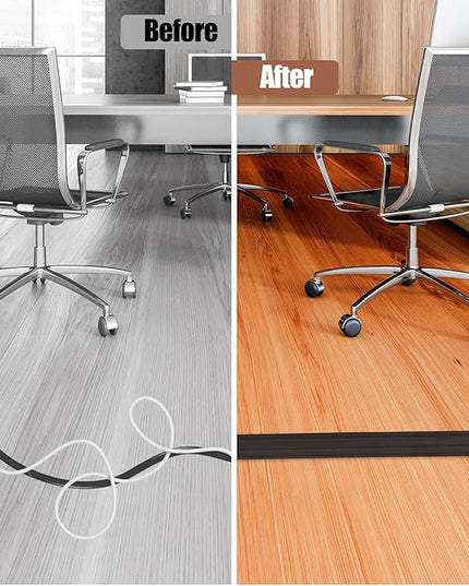 Floor Cord Cover Self Adhesive Cord Hider,20FT Cable Management, Extension Strip Protector for Wires, Prevent Cable Trips for Offices, Gyms, Exhibitions Cavity:0.39"(W) x 0.27"(H) Black Wood