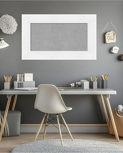 Amanti Art White Framed Magnetic Board 19x31 Small Vision Board for use with Magnets, 100% Metal Sheet to Display Items as Office Decor or for Home Organization in mudroom, Kitchen or Kids Room