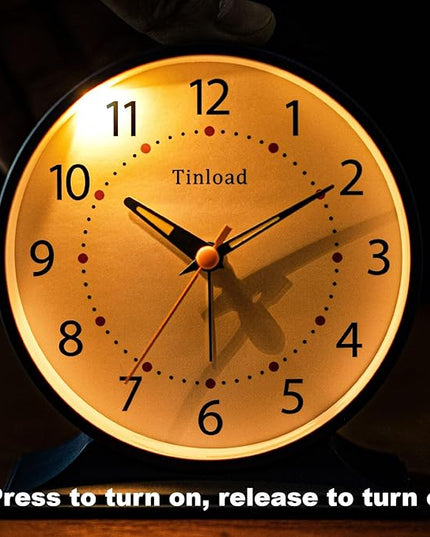 Tinload 4.5" Antique Retro Analog Alarm Clock, Small Silent Bedside Desk Clock with Manual Light, Battery Operated, Snooze, for Living Room, Bedroom, Bedside, Desk(Blue)