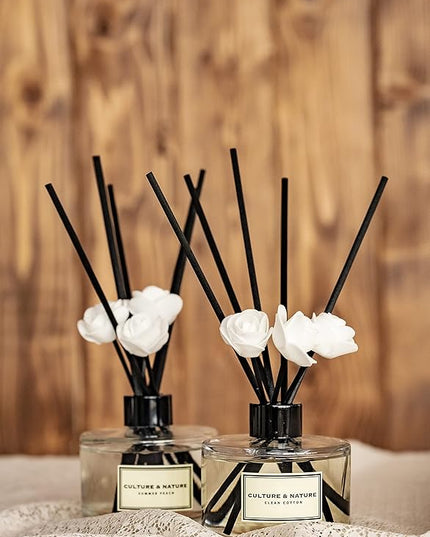 CULTURE & NATURE Reed Diffuser Set 6.7oz (200ml) Magnolia Scented Diffuser with Sticks Home Fragrance Reed Diffuser for Bathroom Shelf Decor