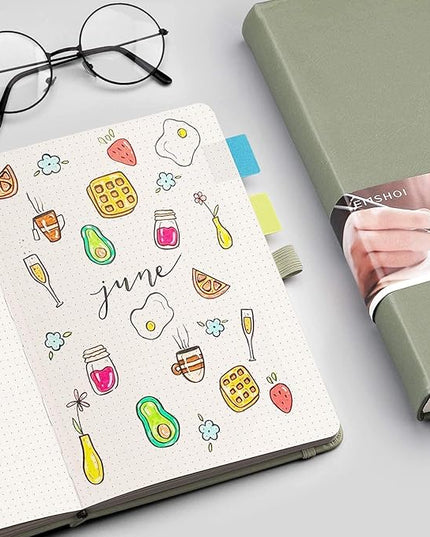 EMSHOI Dotted Notebook - 256 Pages A5 Dotted Grid Journal Notebook,120gsm Thick Paper,16 Perforated Pages, Smooth PU Leather, Inner Pocket,5.75'' × 8.38''-Green