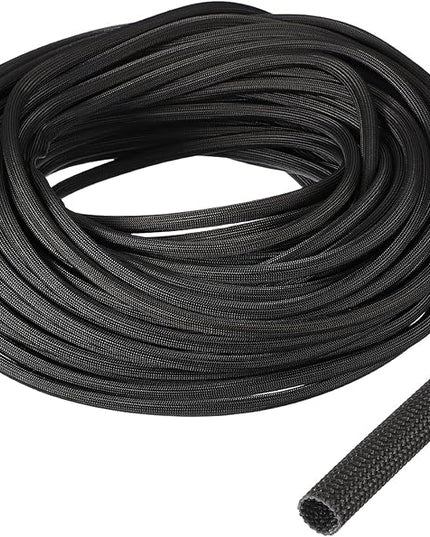 uxcell Insulation Cable Protector,6mm/0.24 Inch-30m/98 Feet High Temp Fiberglass Sleeve Black
