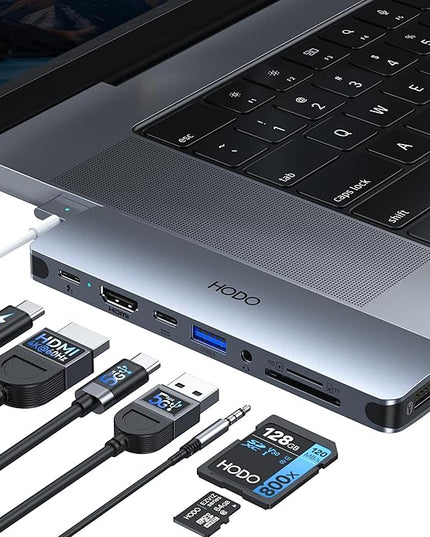USB C Hub HDMI USB Adapter for MacBook Pro Air M3 M2 M1 2025-2018 13 14 16", MacBook Adapter Multiport 8 in 2 Mac USB C Hub with HDMI, Thunderbolt 3, 10G USB C&A Data Ports, SD TF Card Reader, Audio