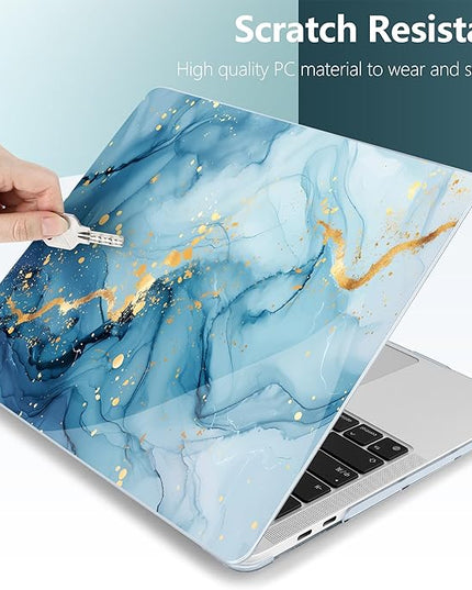 DONGKE Compatible with MacBook Pro 13 inch Case 2024 2023-2020 Release A2338 M2/M1 A2251 A2289 with Retina Display & Touch ID, Plastic Hard Shell & Keyboard Cover & Screen Film - Fluid Flows