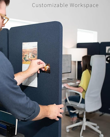 VIVO Freestanding 72 x 66 inch Privacy Panel, Cubicle Divider, Acoustic Wall Partition, x3 24 inch Panels, Navy Blue, PP-3-T072NB