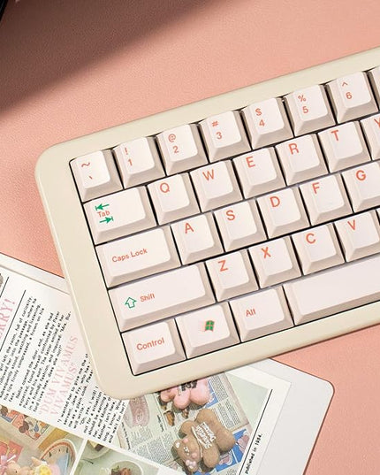 mintcaps Keycaps - 144Keys Dye-Sublimation PBT Keycaps Beige Cherry Profile Keycap for 65% 70% 75% 100% Gateron Cherry Mx Switches Mechanical Keyboard