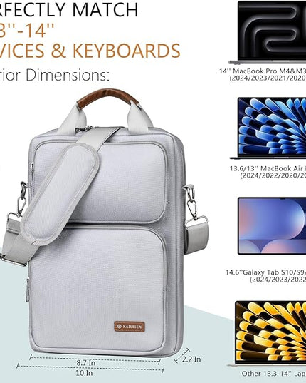 13.3-14 Inch Laptop Sleeve Bag, Laptop Bag for 14'' MacBook Pro M4 2024,14'' MacBook Pro M3&M2&M1 2023/2021, 13.6/13'' New MacBook Air M3/M2 2024/2022,Tab S8 Ultra 14.6",with Shoulder Strap(Silver)