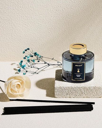 Airkeep Flower Reed Diffusers Set, 5.07 oz Ocean Mist Scented Oil Diffuser with 8 Reed Sticks, Home Fragrance Diffuser Gift Set for Bathroom & Office Decor 150ml
