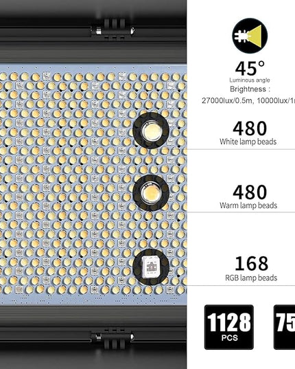 GVM 1500D RGB LED Video Light, 75W Video Lighting Kit with Bluetooth Control, 3 Packs Led Panel Light for Photography, YouTube Studio, Video Shooting, Broadcasting, Conference, 1128 Led Beads