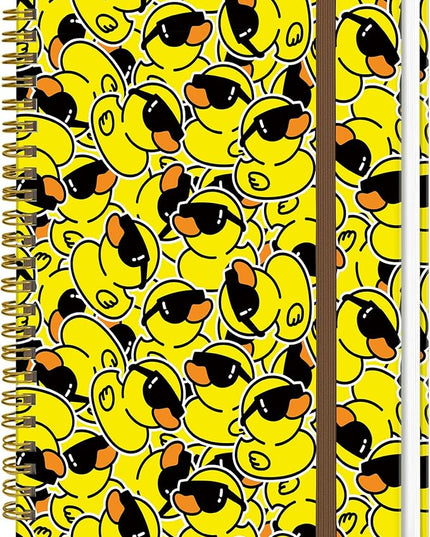 Spiral Journal Notebook, A5 Cute Notebooks for Women Men, College Ruled Hardcover Notebook for Work & Note Taking, 60 Pages Double-Wire Journals for Writing, Cool Yellow Ducks
