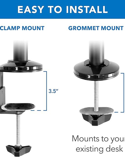 MOUNT-IT! Sit Stand Monitor Desk Mount [Fits 32" Screens] Height Adjustable, Full-Motion Articulating Arm with Keyboard Tray and Cable Management (Black)