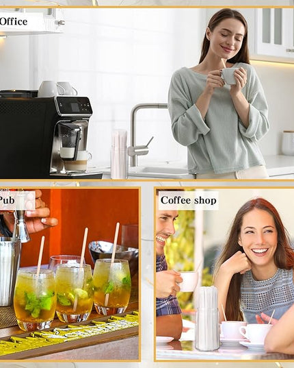 2000 Pcs Individually Wrapped Wooden Coffee Stirrers, Disposable Coffee Stir Sticks Round End Sticks Bulk Wood Stirrers for Cocktail Hot Drinks Restaurant Bar Home Office (5.5 Inch)